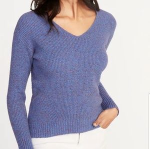 Lavender blue marled v neck sweater